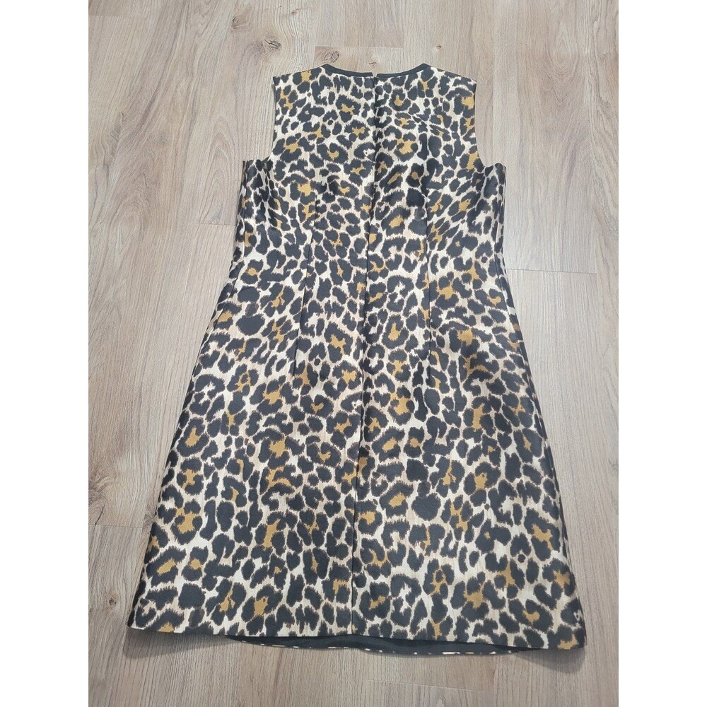 J. CREW leopard animal print sheath dress Modest sleeveless Brown Black Size 2 - Picture 2 of 8
